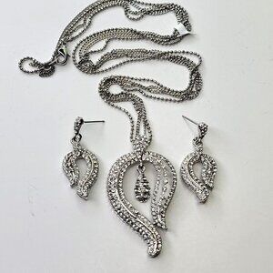 Crystal Pendant Necklace with Earrings